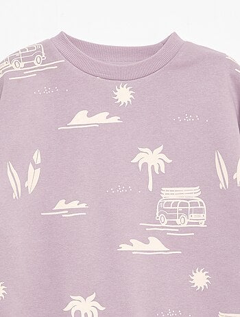 Pull col rond imprimé en coton