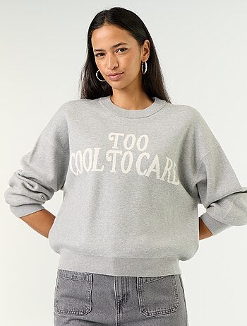 Pull col rond maille douce avec inscription
