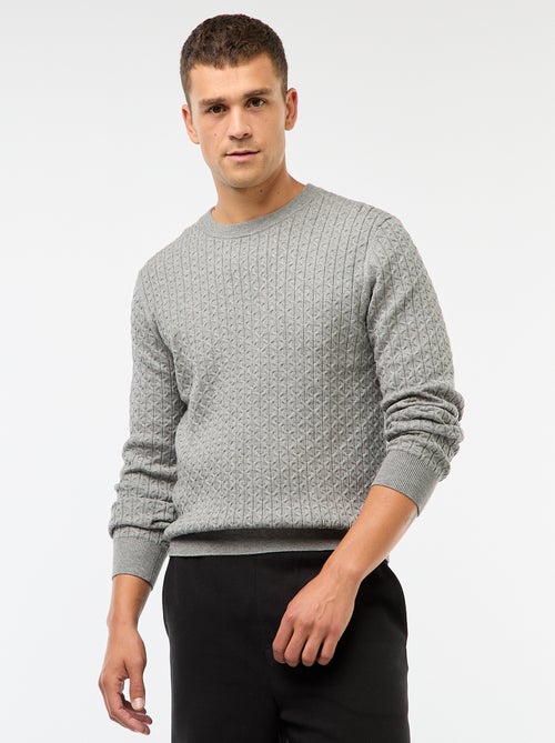 Pull col rond mini torsade uni - Kiabi