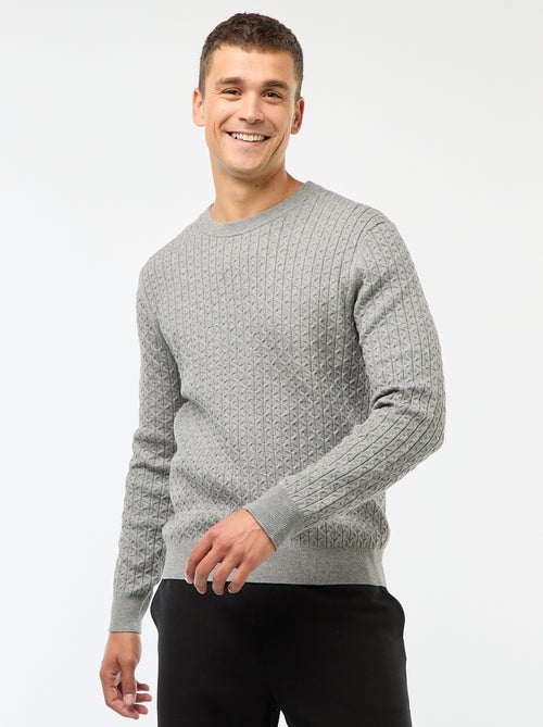 Pull col rond mini torsade uni - Kiabi