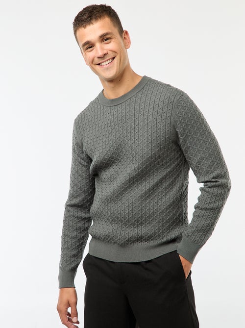 Pull col rond mini torsade uni - Kiabi