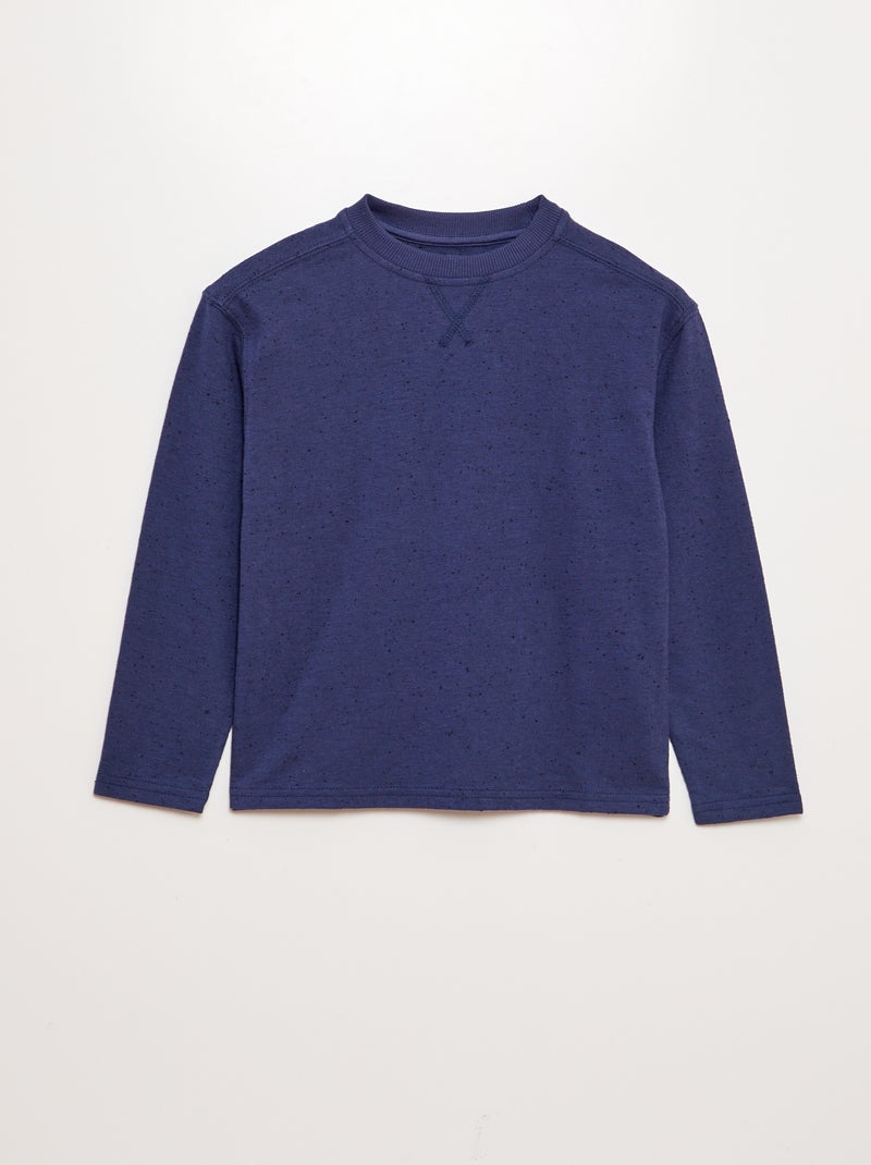 Pull col rond mouchetée Marine - Kiabi