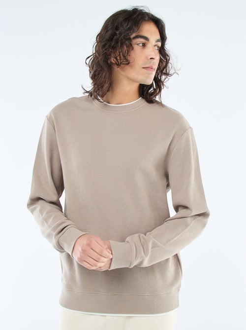 Pull col rond nid d'abeille - Kiabi