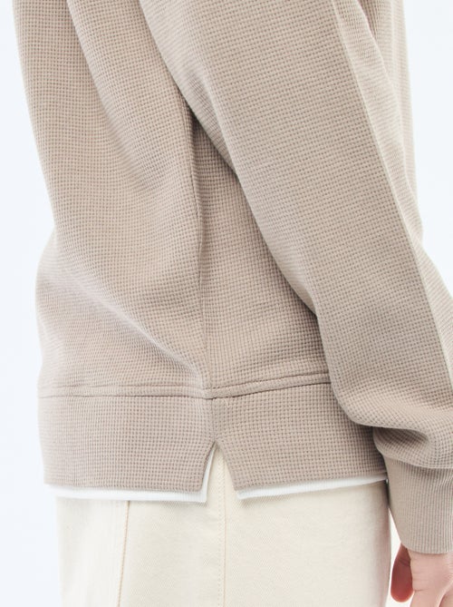 Pull col rond nid d'abeille - Kiabi