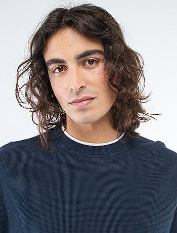 Pull col rond nid d'abeille