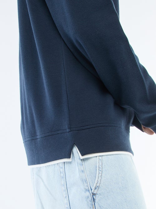 Pull col rond nid d'abeille - Kiabi