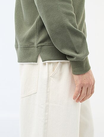 Pull col rond nid d'abeille