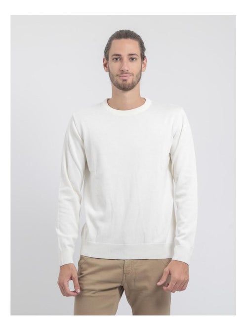 Pull col rond pur coton ladarko - Kiabi