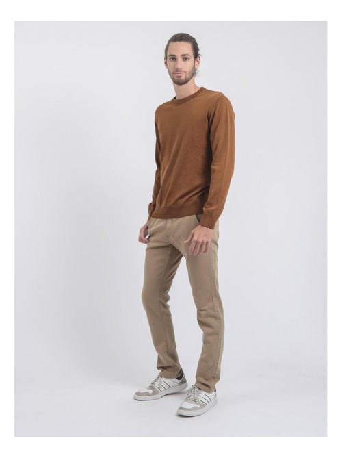Pull col rond pur coton ladarko - Kiabi