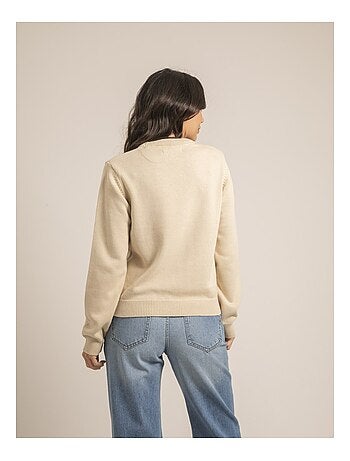 Pull col rond pur coton message kouri