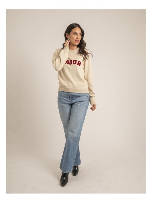 Pull col rond pur coton message kouri - Kiabi Pull col rond pur coton message kouri - Kiabi