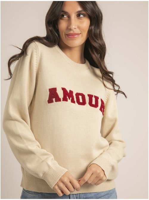 Pull col rond pur coton message kouri - Kiabi Pull col rond pur coton message kouri - Kiabi