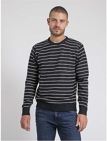 Pull col rond rayures limutil