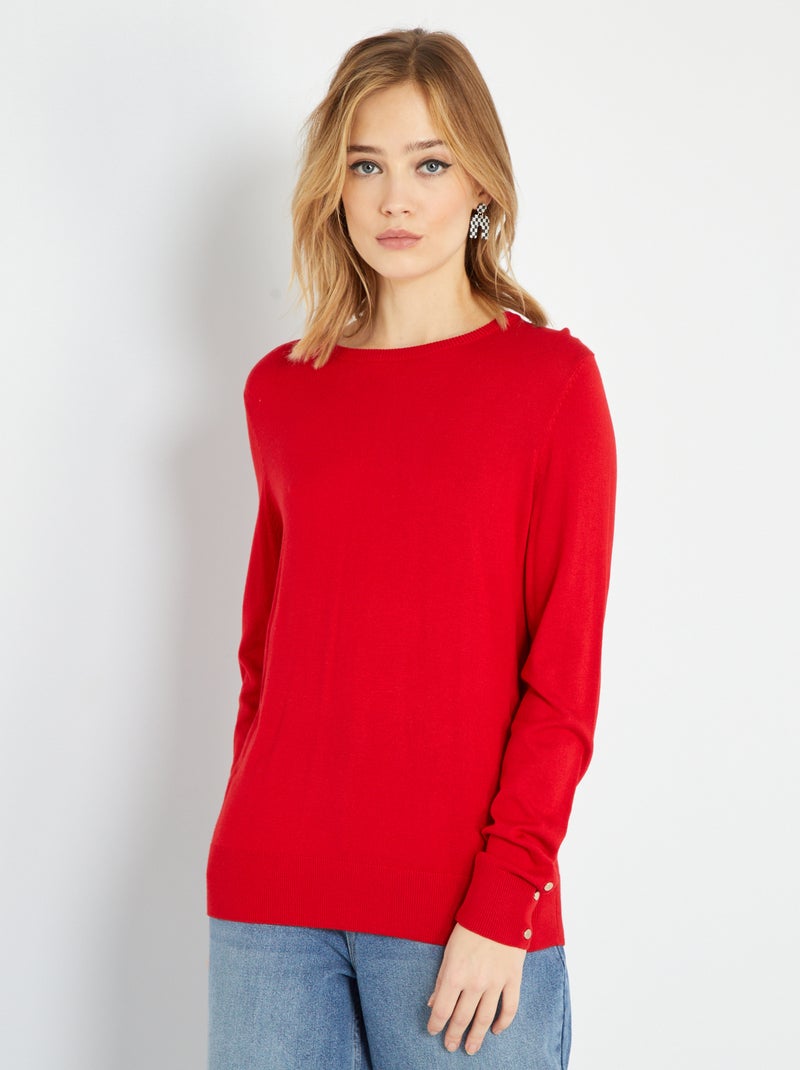 Pull col rond - Rouge - Kiabi - 12.00€