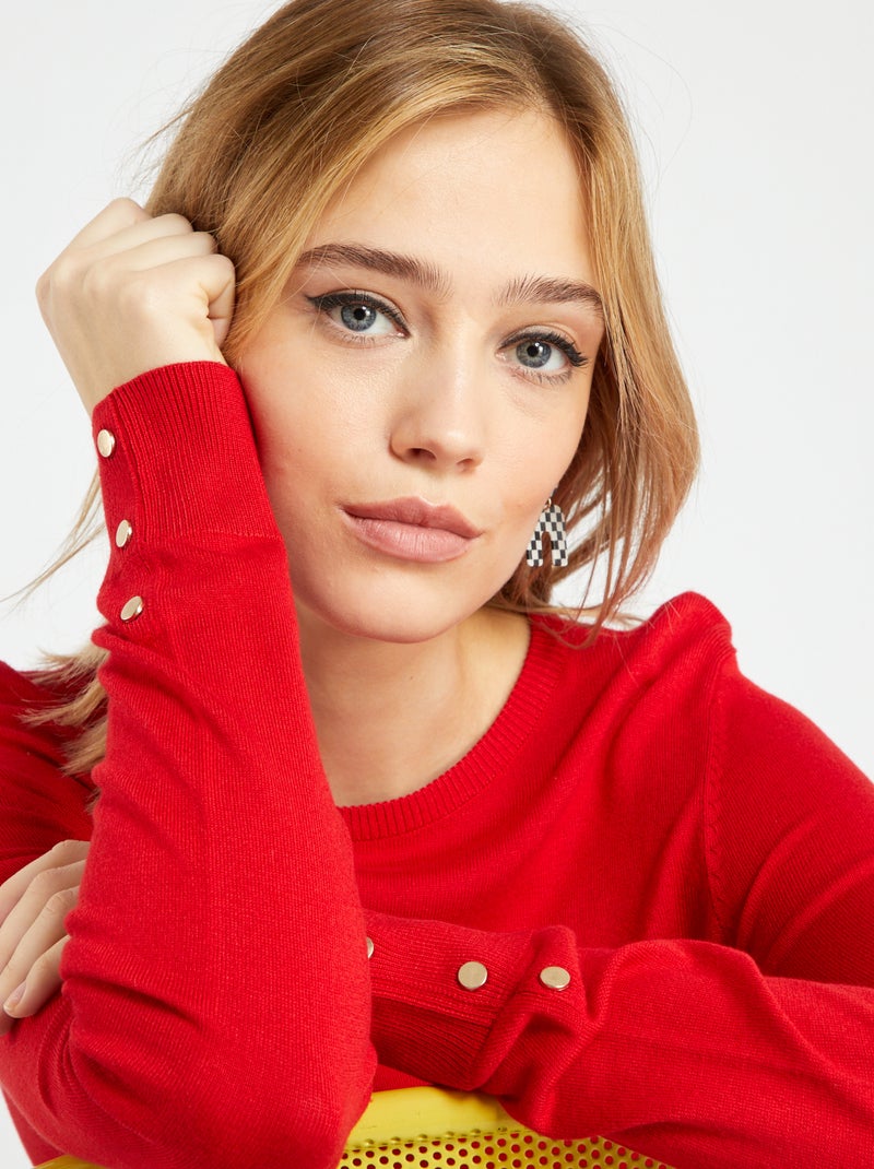 Pull col rond - Rouge - Kiabi - 12.00€