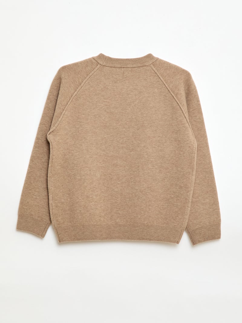 Pull col rond toucher doux Beige - Kiabi