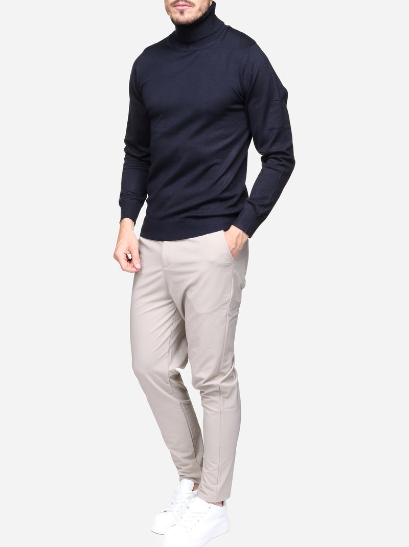 Pull col roulé - Frilivin Bleu foncé - Kiabi