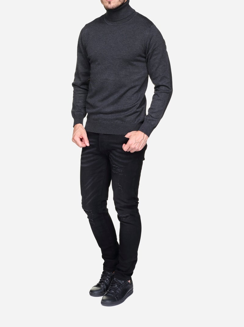 Pull col roulé - Frilivin Gris foncé - Kiabi