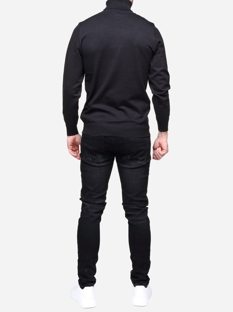 Pull col roulé - Frilivin Noir - Kiabi