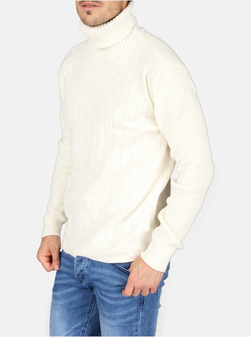 Pull col roulé - Kenzarro Blanc - Kiabi