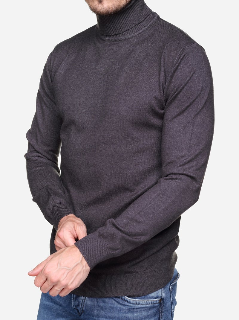 Pull col roulé - Kenzarro Gris foncé - Kiabi
