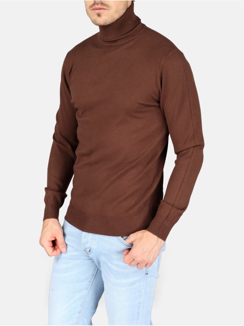 Pull col roulé - Kenzarro Marron foncé - Kiabi