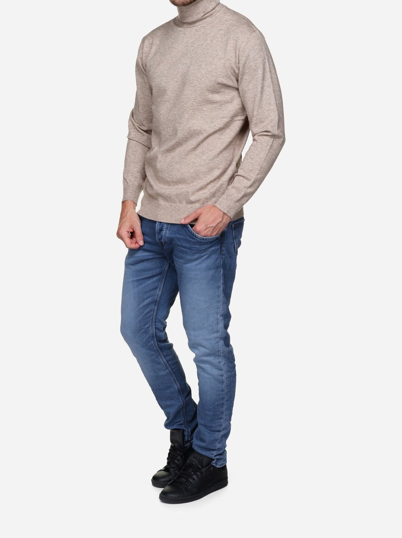 Pull col roulé - Yves Enzo Crème - Kiabi