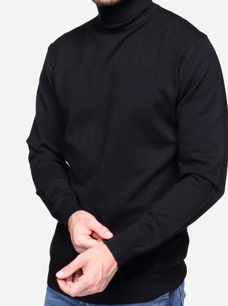 Pull col roulé - Yves Enzo Noir - Kiabi