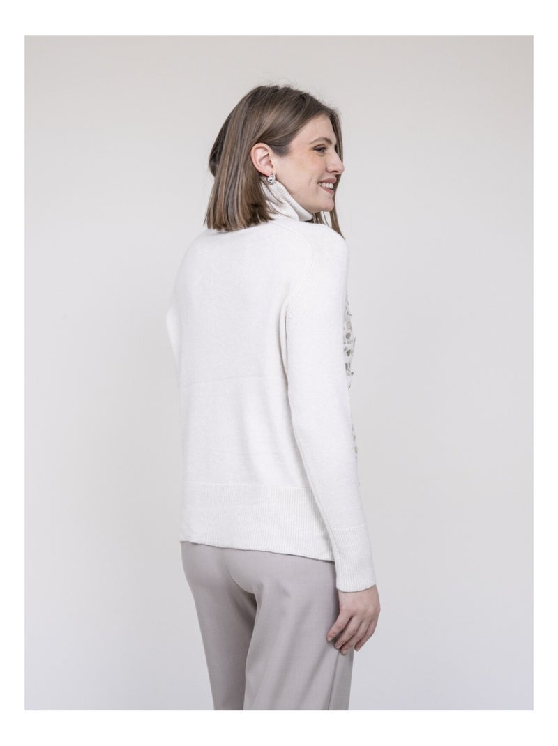 Pull col roulé à sequins kilision Ecru - Kiabi