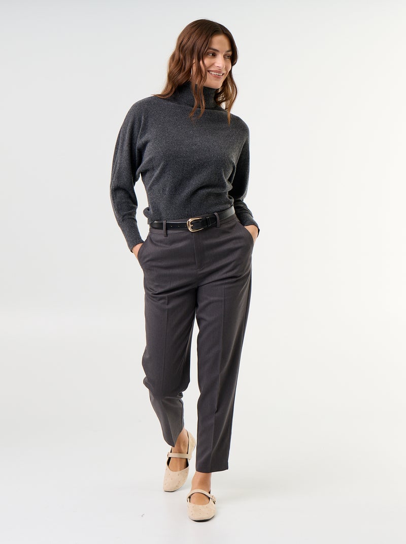 Pull col roulé avec emmanchures chauve-souris Gris - Kiabi