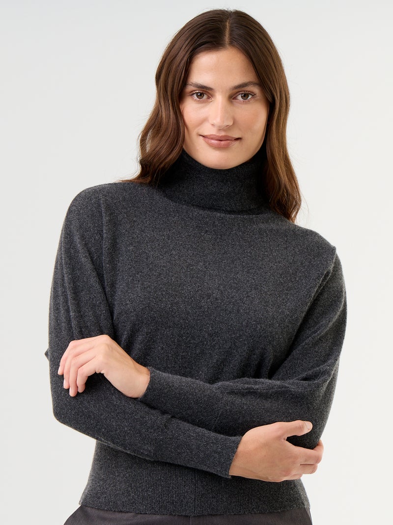 Pull col roulé avec emmanchures chauve-souris Gris - Kiabi