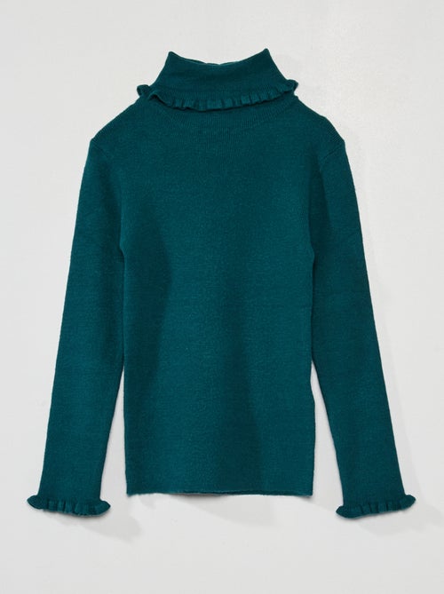 Pull col roulé avec froufrous - Kiabi