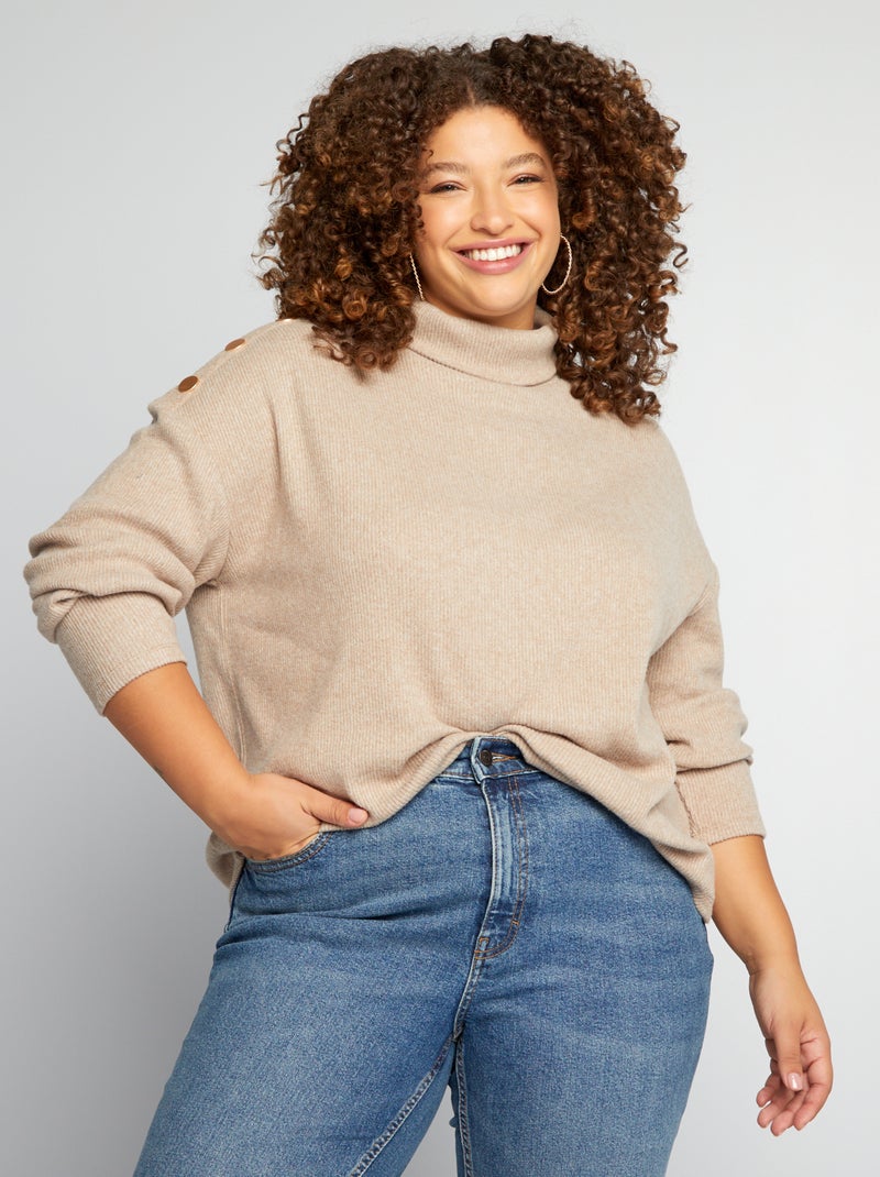 Pull col roulé Beige - Kiabi