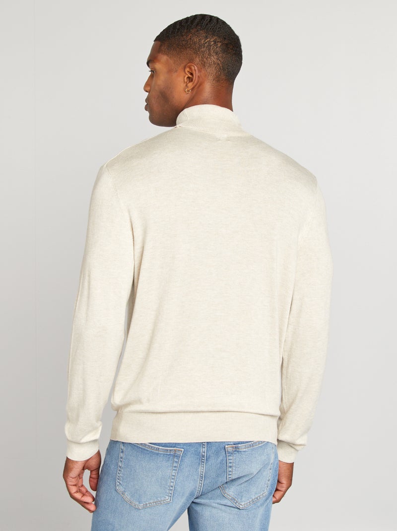 Pull col roulé en maille fine Beige clair - Kiabi