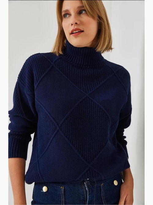 Pull col roulé en maille lucci - Kiabi