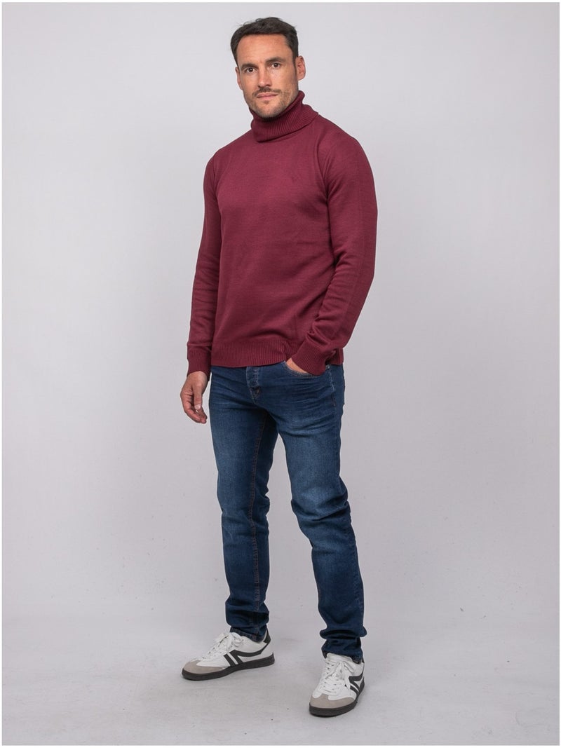 Pull col roulé larlequin Bordeaux - Kiabi