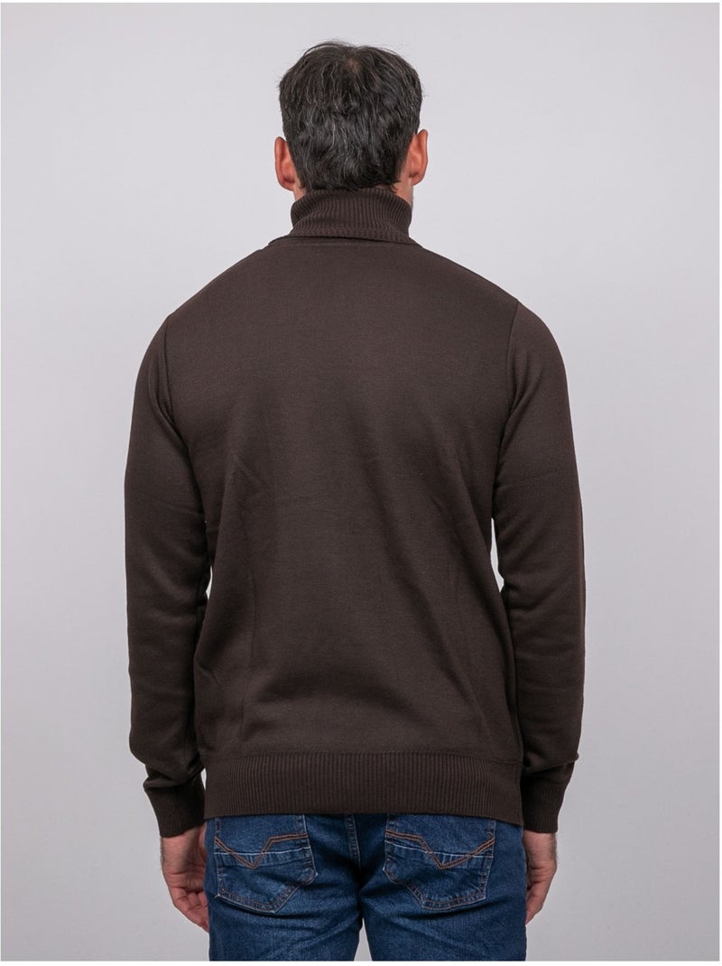 Pull col roulé larlequin Marron - Kiabi