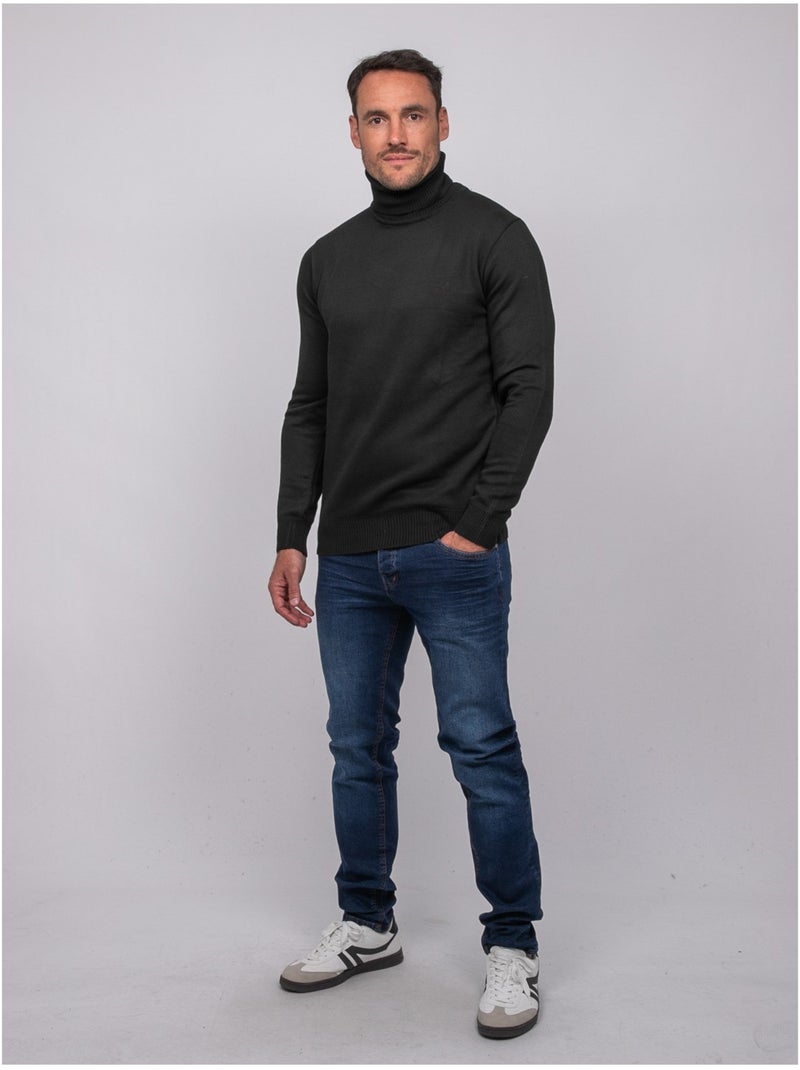 Pull col roulé larlequin Noir - Kiabi
