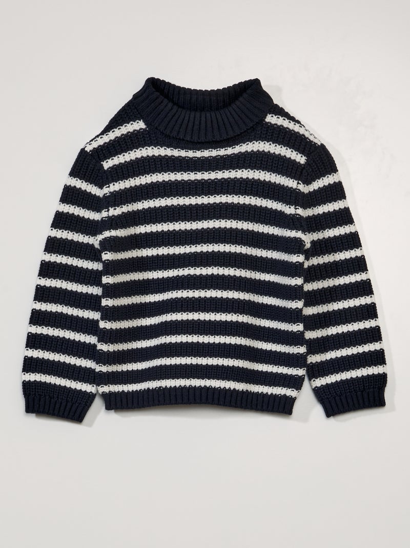 Pull col roulé marinière Bleu/blanc - Kiabi