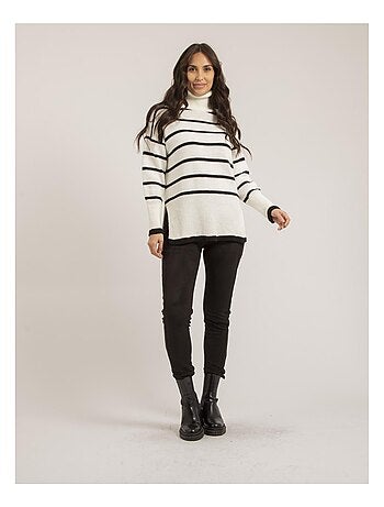 Pull col roulé rayures katlyn