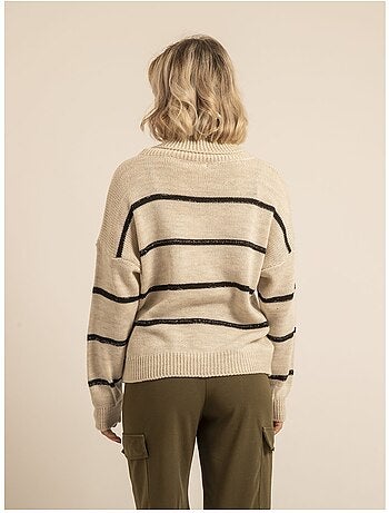 Pull col roulé rayures kavalie