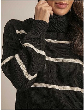 Pull col roulé rayures kavalie
