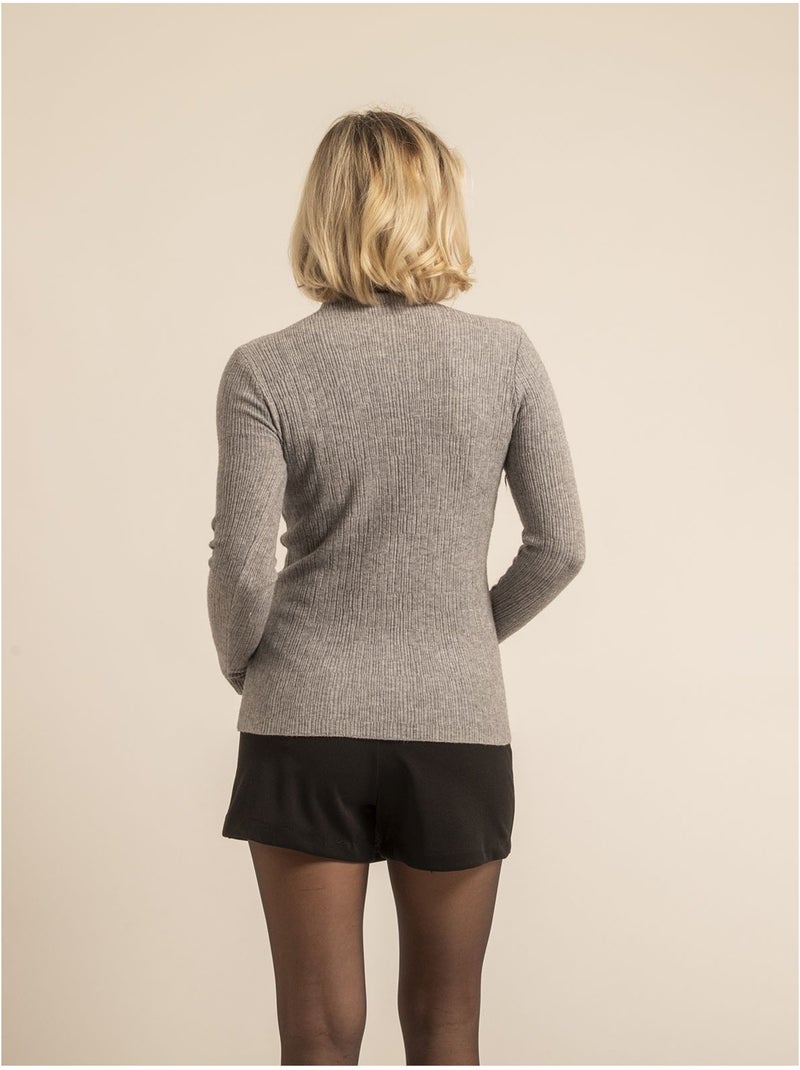 Pull col roulé texturé kilanie Gris - Kiabi