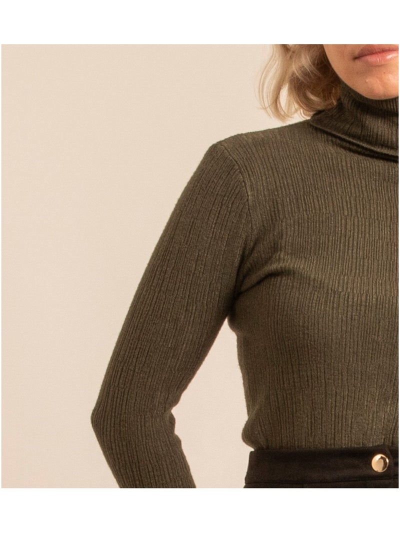 Pull col roulé texturé kilanie Kaki - Kiabi