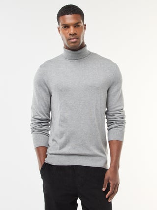 Pull col roulé uni