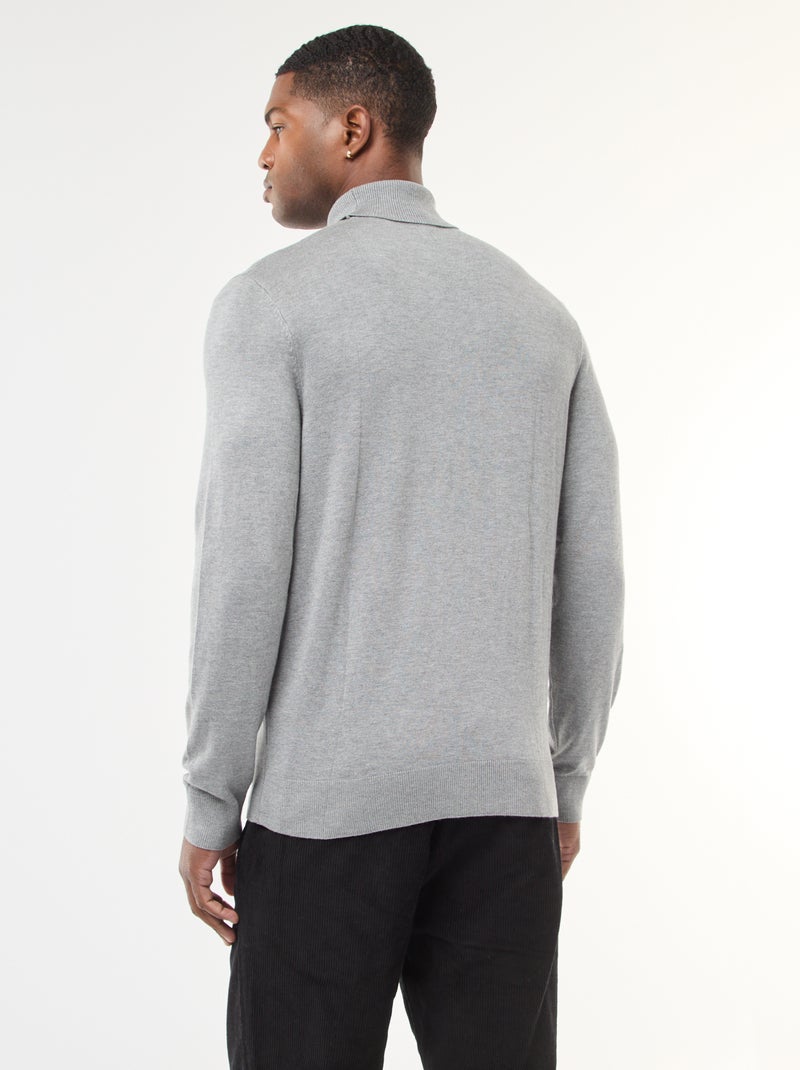 Pull col roulé uni Gris - Kiabi