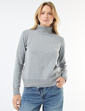 Pull col roulé uni