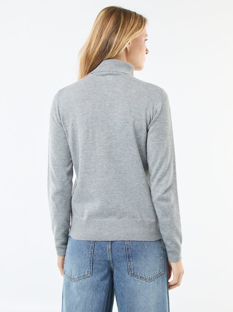 Pull col roulé uni Gris - Kiabi