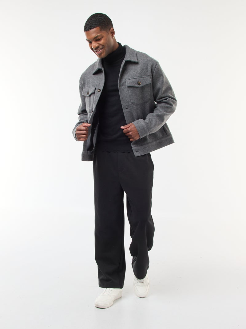 Pull col roulé uni Noir - Kiabi