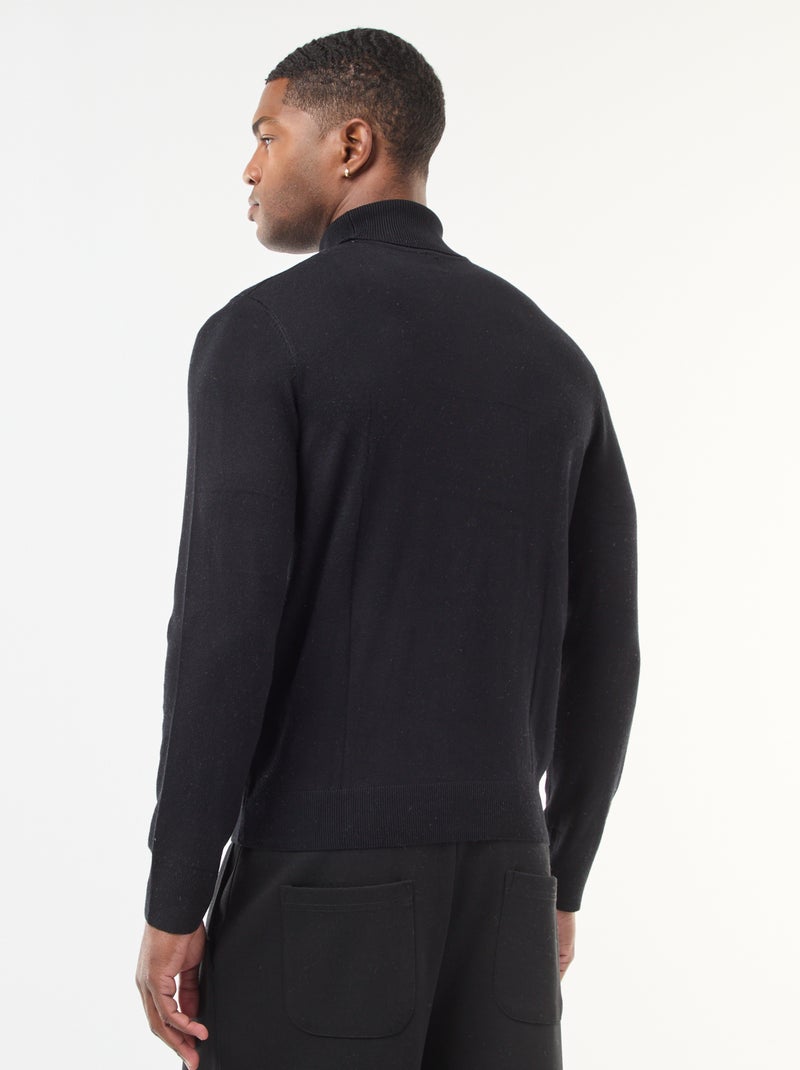 Pull col roulé uni Noir - Kiabi